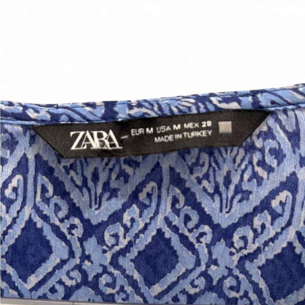 Zara Boho Chic Chiffon Cropped Blouse Medium Fun Flirty Lightweight Ruffle - Picture 7 of 7